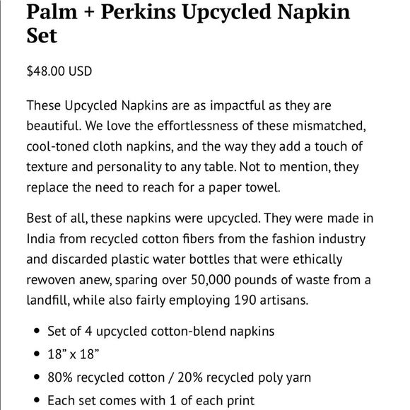 PALM + PERKINS Upcycled Napkin Set - Picture 12 of 15